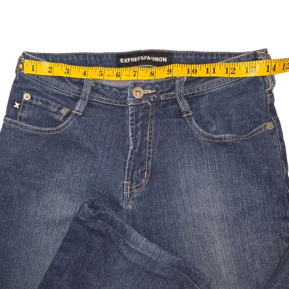 Express Fashion Stretch Denim Blue Jeans Fit And Flare Size 5/6R 28in Inseam - Picture 8 of 12